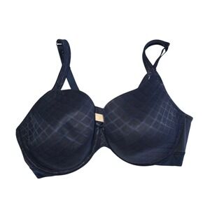 Cacique 40DD Full Coverage Embroidered‎ Bra Navy Blue Everyday Comfort